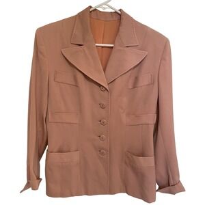 Vintage Tailored 80s Blazer by Buddy Bates Pick Stitching Dusty Rose Size Med